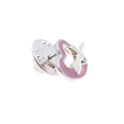 BALLOU 925 Sterling Silver Vintage Italy Enamel Heart Tie Tack / Lapel Pin