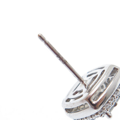 925 Sterling Silver Round-Cut C Z Cushion Stud Earrings