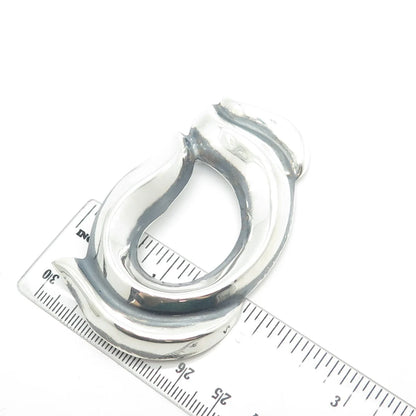 925 Sterling Silver Vintage Mexico Modernist Heart Pin Brooch