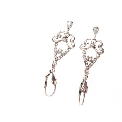 925 Sterling Silver Vintage C Z Butterfly Dangle Earrings