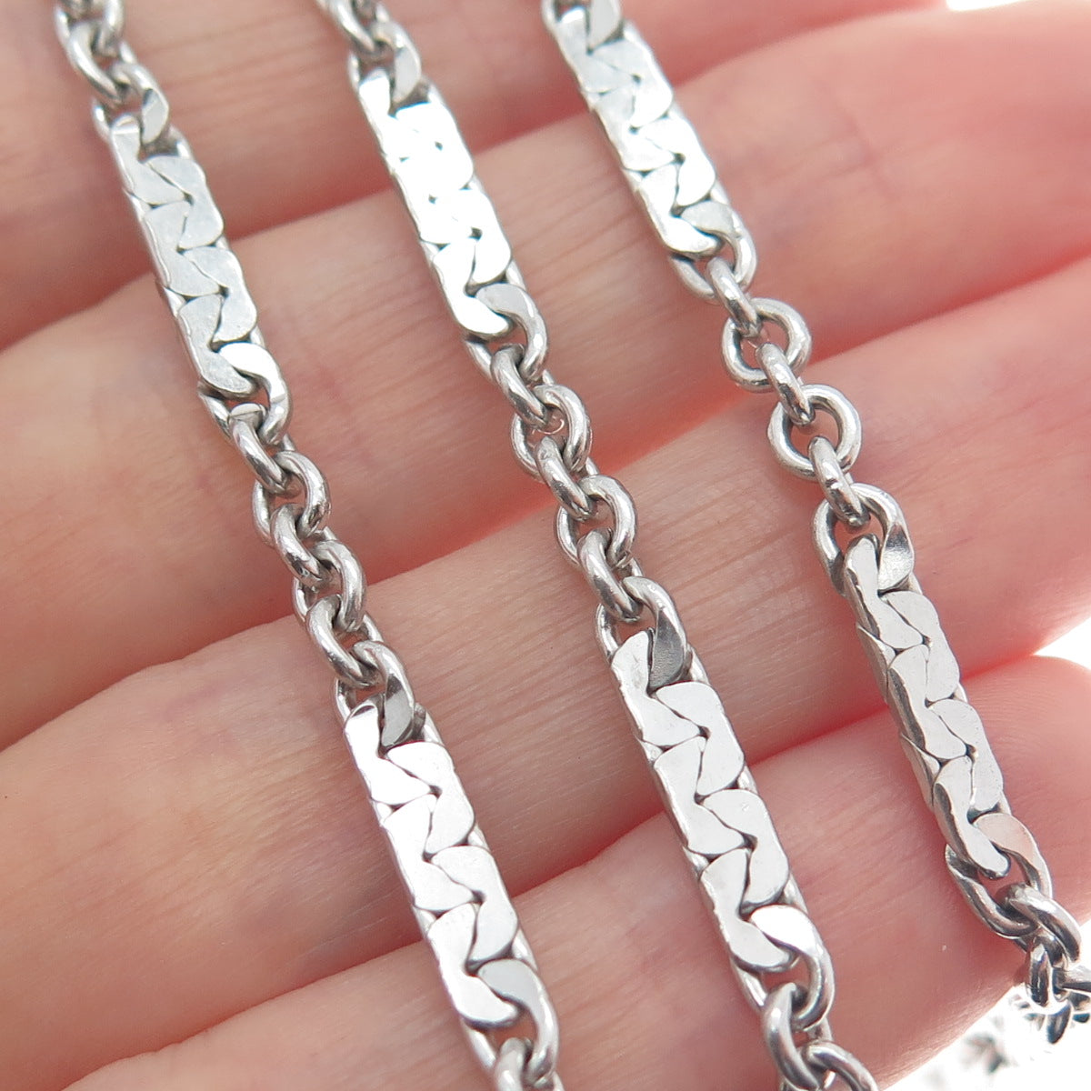 ELKA 925 Sterling Silver Antique Cable Anchor Chain Necklace 30" (missing lock)