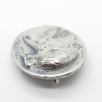 925 Sterling Silver Vintage Lady's Profile Oval Pin Brooch / Pendant