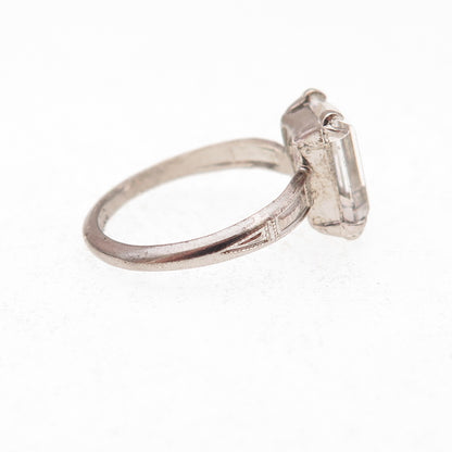 McGrath Hamin 925 Sterling Antique Art Deco Rhinestone Engagement Ring Size 5.75