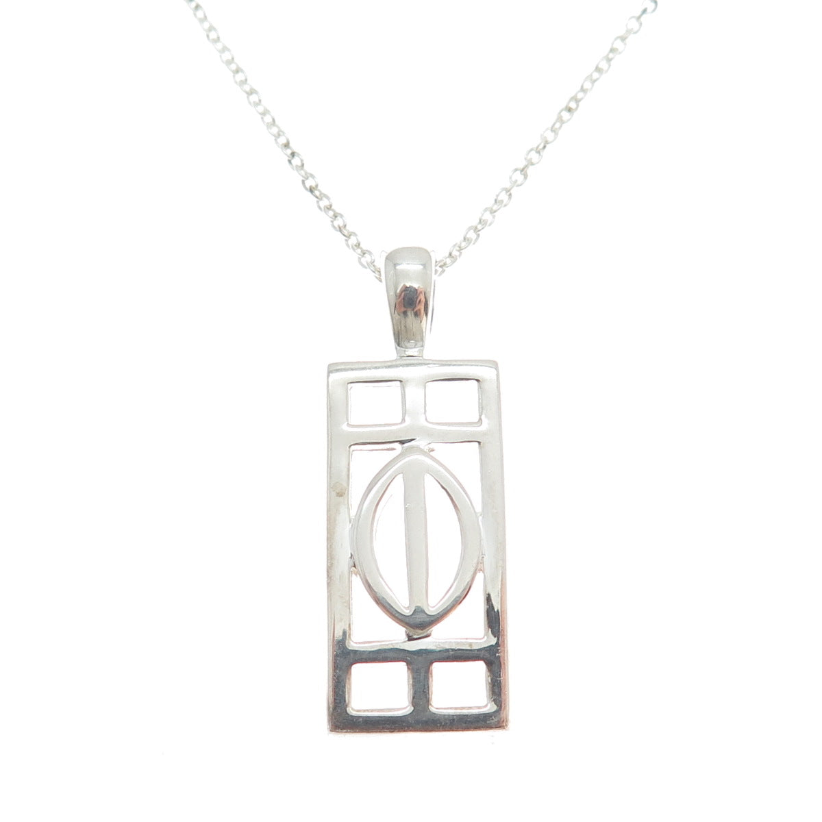 925 Sterling Silver Italy Celtic Symbol Bar Cable Chain Necklace 18"