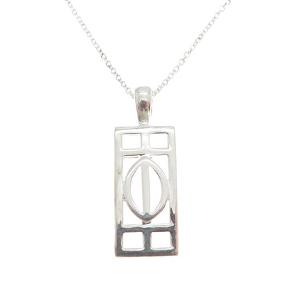 925 Sterling Silver Italy Celtic Symbol Bar Cable Chain Necklace 18"
