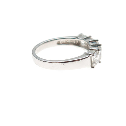 925 Sterling Silver Princess-Cut C Z Half Eternity Ring Size 7.25