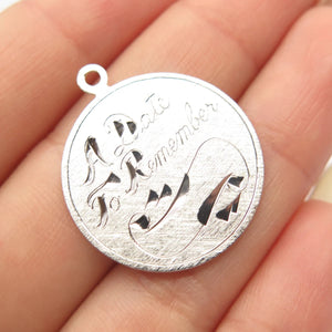 925 Sterling Silver Vintage "A Date To Remember" Etched Pendant