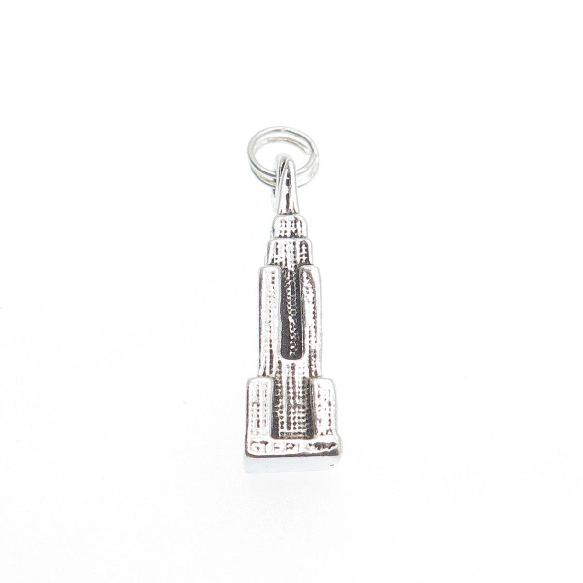 925 Sterling Silver Vintage Empire State Building Minimalist 3D Charm Pendant
