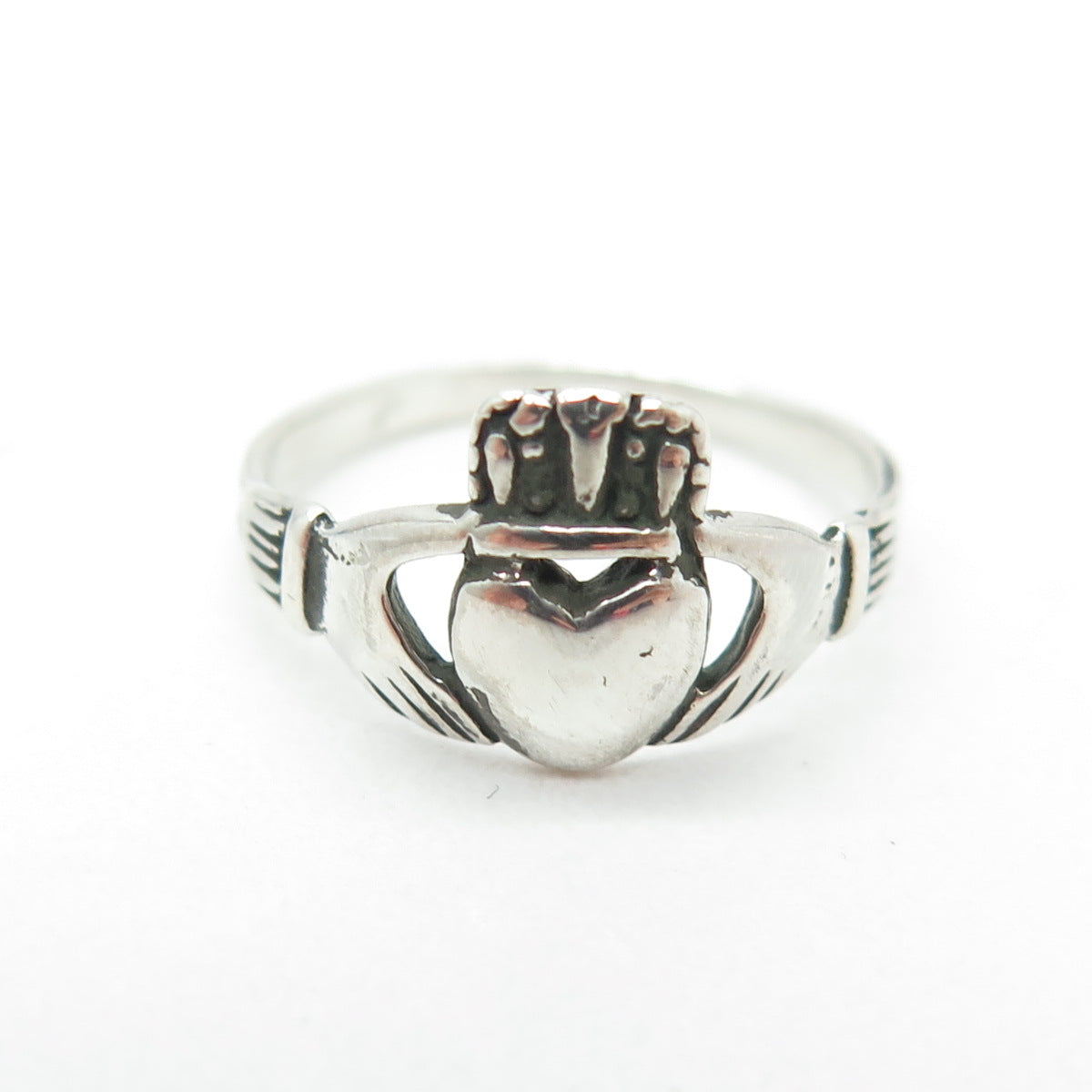 925 Sterling Silver Vintage Irish Claddagh Ring Size 6.25