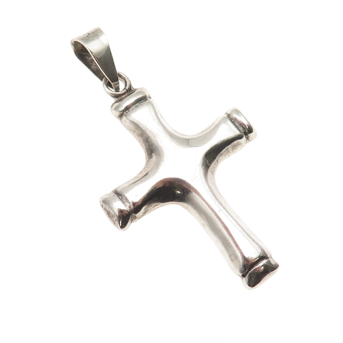 925 Sterling Silver Vintage Mexico Modernist Cross Oxidized Pendant