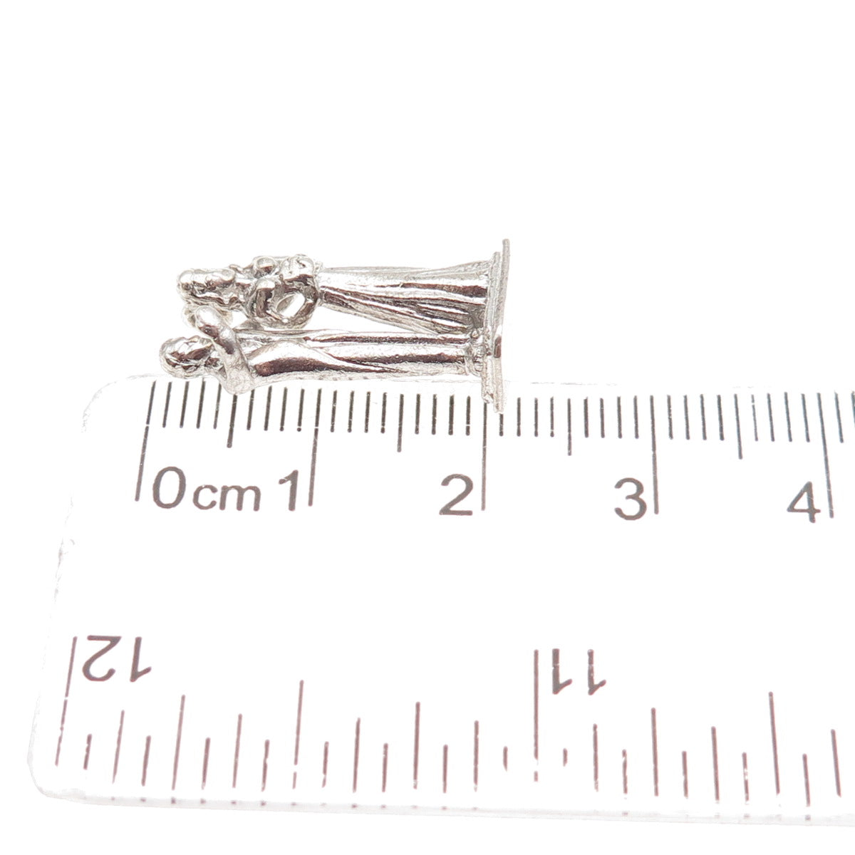 925 Sterling Silver Vintage Bride & Groom Wedding 3D Mini Charm Pendant