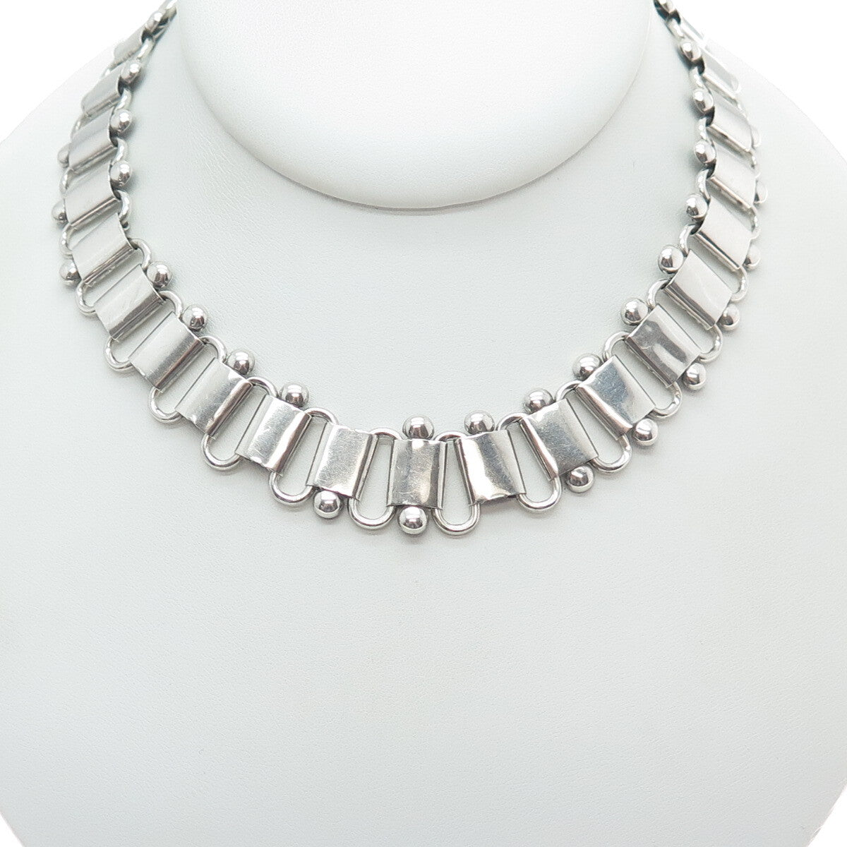 925 Sterling Silver Antique Book Chain Choker Necklace 14" (missing parts)
