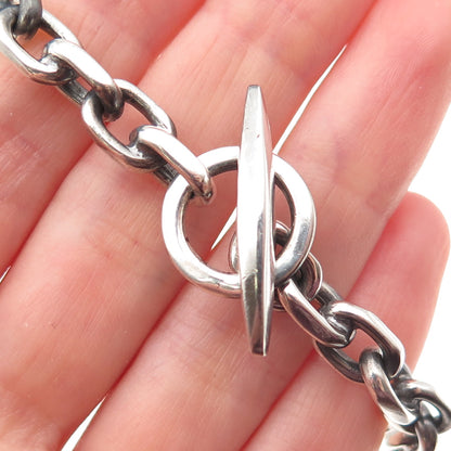 925 Sterling Silver Vintage Cable Link Oxidized Bracelet 7.25"