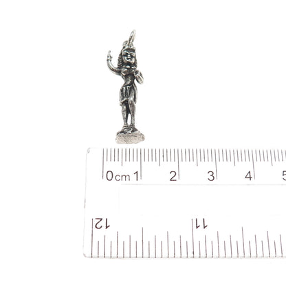 925 Sterling Silver Vintage Hula Dance Oxidized Charm Pendant