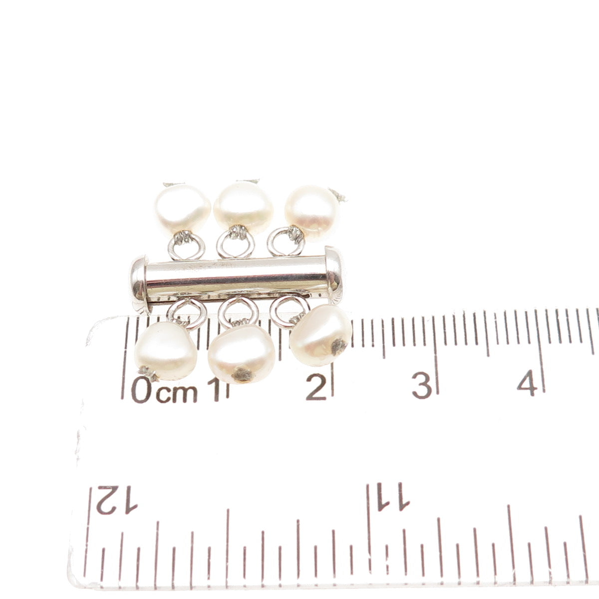 925 Sterling Silver Vintage Real Pearl Bracelet / Necklace Slide Box Lock Clasp