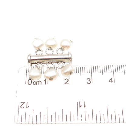 925 Sterling Silver Vintage Real Pearl Bracelet / Necklace Slide Box Lock Clasp