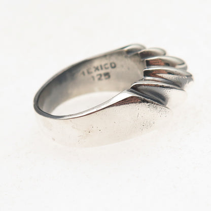 925 Sterling Silver Vintage Mexico Modernist Oxidized Ring Size 8