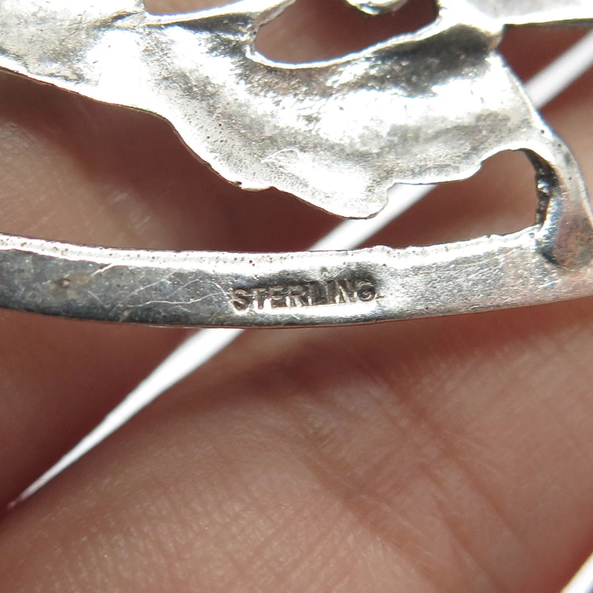 925 Sterling Silver Vintage Open Floral Pin Brooch