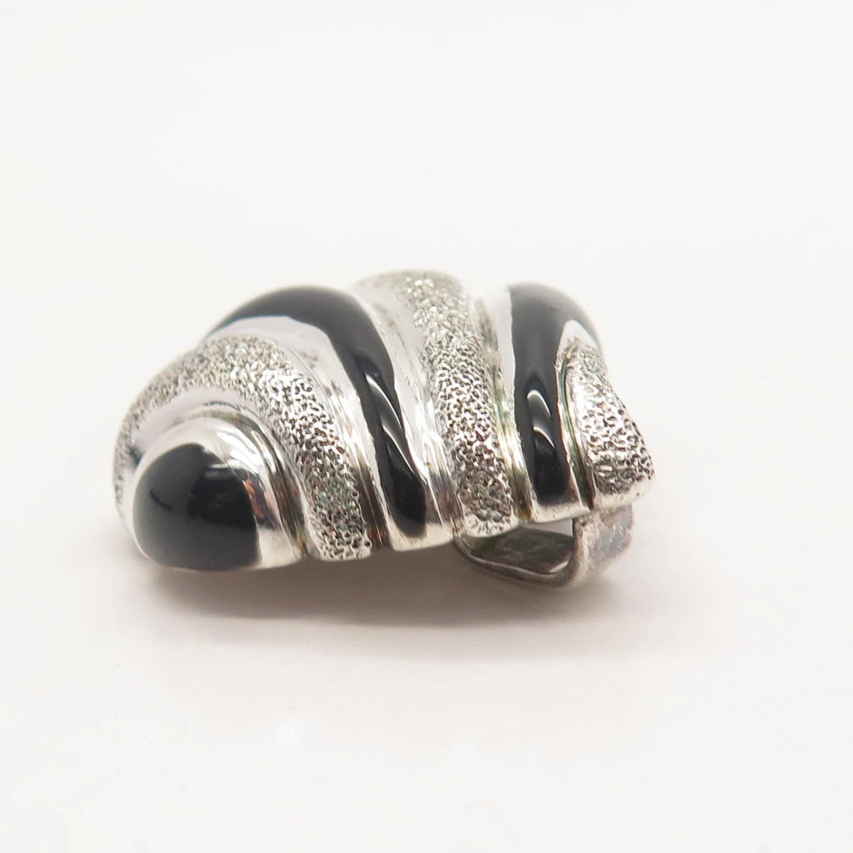 925 Sterling Silver Vintage Italy Milor Real Black Onyx Gemstone Slide Pendant