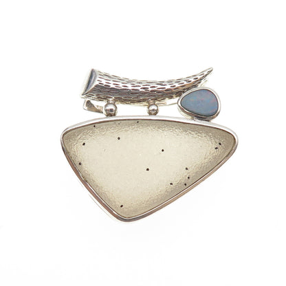 Whitney Kelly Sterling Silver Vintage Real Druzy & Opal Modernist Slide Pendant