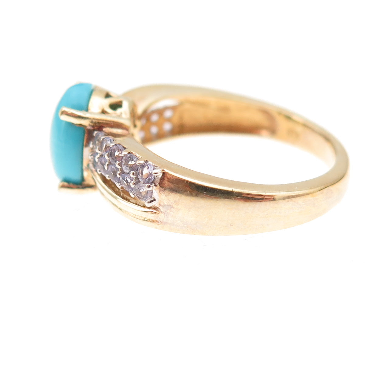 Chuck Clemency 925 Sterling Gold Plated Real Turquoise Tanzanite Ring Size 8.25