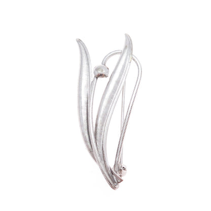 CURTIS CURTMAN 925 Sterling Silver Vintage Modenrist Floral Leaf Pin Brooch