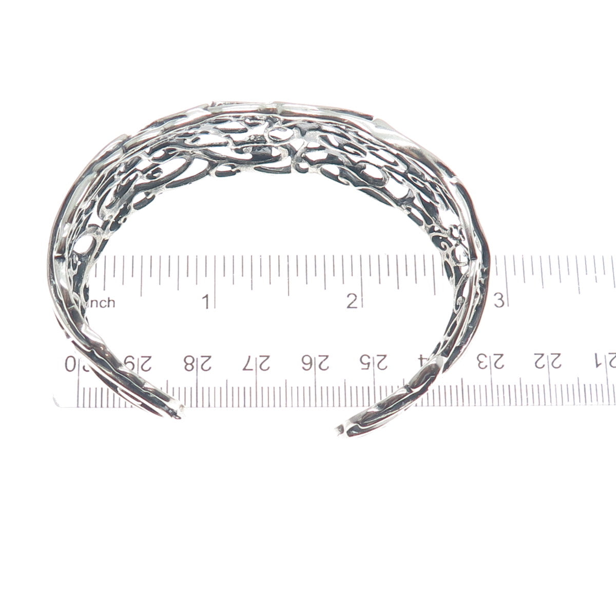 CAROLYN POLLACK Sterling Silver Vintage Swirl Modernist Adjustable Bracelet 6.5"