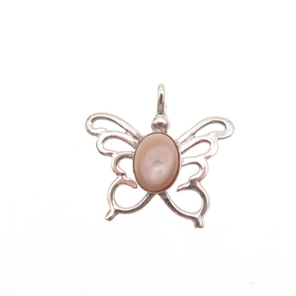 Old Pawn 925 Sterling Silver Vintage Southwestern MOP Butterfly Charm Pendant