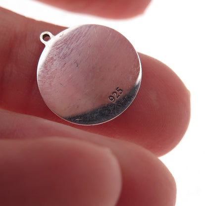 925 Sterling Silver Purple Enamel It's A Boy Round Tag Charm Pendant