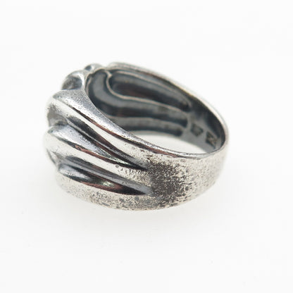 CHAPAL ZENRAY Sterling Silver Vintage Modernist Ribbed Oxidized Ring Size 7.25