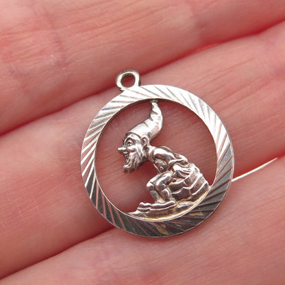 Georg Jensen 925 Sterling Silver Vintage Gnome Oxidized Mini Charm Pendant