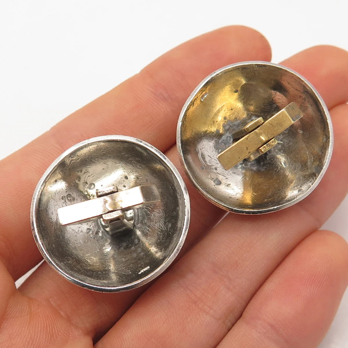 925 Sterling Silver Vintage Round Button Cufflinks