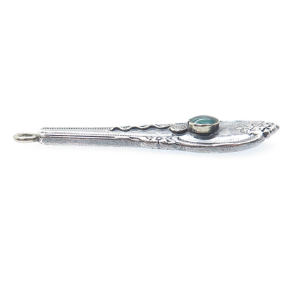 925 Sterling Silver Antique 1948 Real Abalone Shell Remembrance Pendant