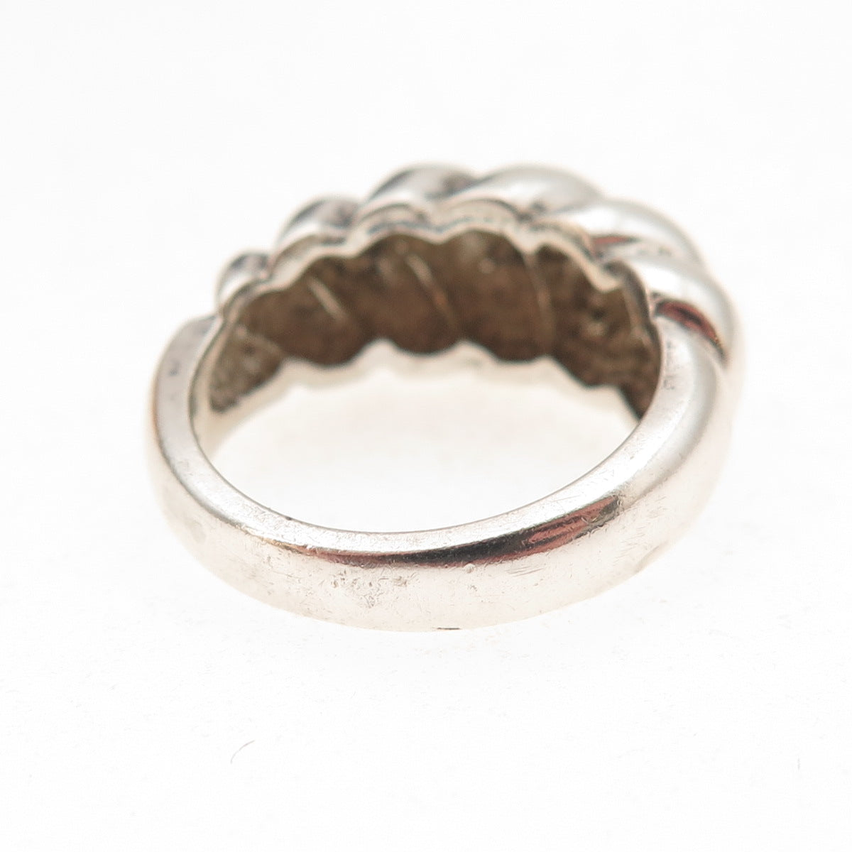 925 Sterling Silver Vintage Modernist Ribbed Oxidized Ring Size 6