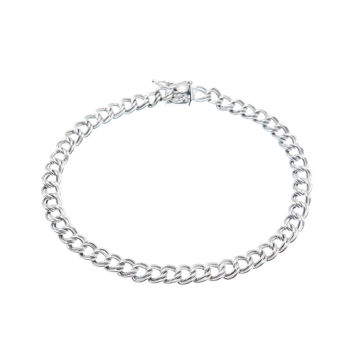 925 Sterling Silver Vintage Double Curb Link Bracelet 7.25"