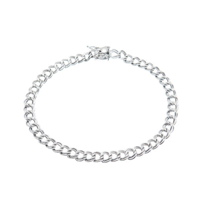 925 Sterling Silver Vintage Double Curb Link Bracelet 7.25"