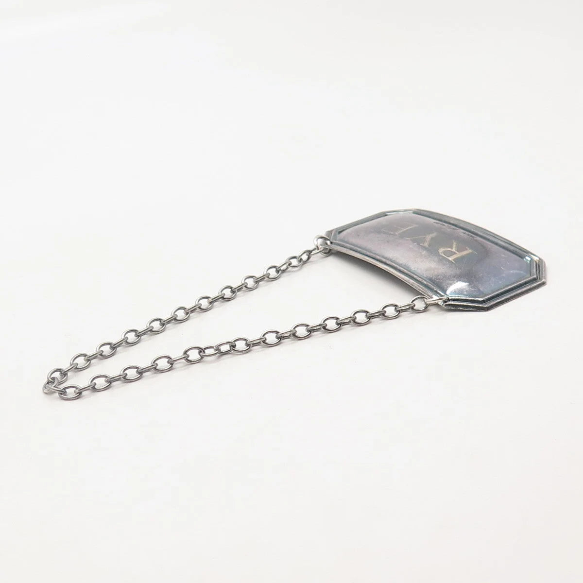 925 Sterling Silver Vtg Birmingham 1996 C. Robathan & Son 1936 "RYE" Bottle Tag