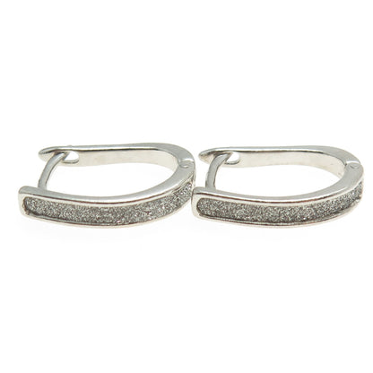 925 Sterling Silver Diamond-Illusion Horseshoe Hoop Earrings