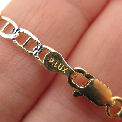 P. LUX 925 Sterling Silver Gold Plated Italy Anchor Mariner Link Bracelet 8"