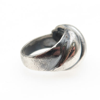 925 Sterling Silver Vintage Modernist Dome Oxidized Ring Size 6.75