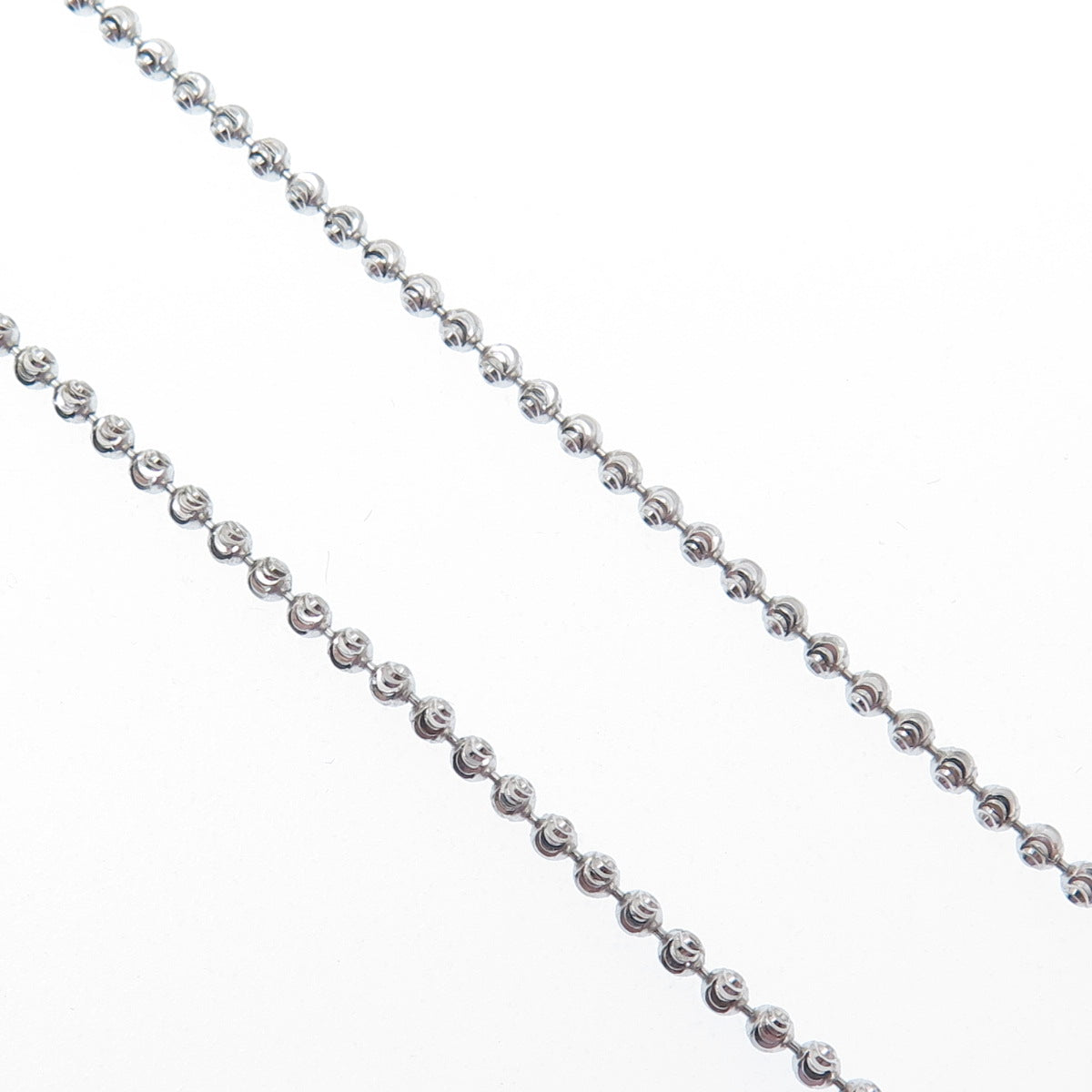 CHRYSOS 925 Sterling Silver Italy Diamond-Cut Ball Beaded Chain Necklace 28"