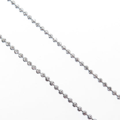 CHRYSOS 925 Sterling Silver Italy Diamond-Cut Ball Beaded Chain Necklace 28"