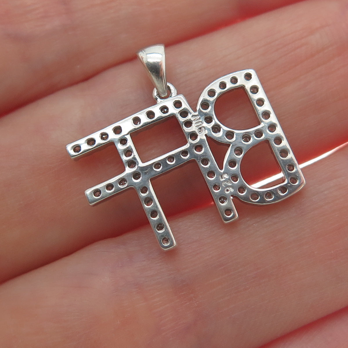 SUN 925 Sterling Silver Real Diamond Best Friends Forever Minimalist Pendant