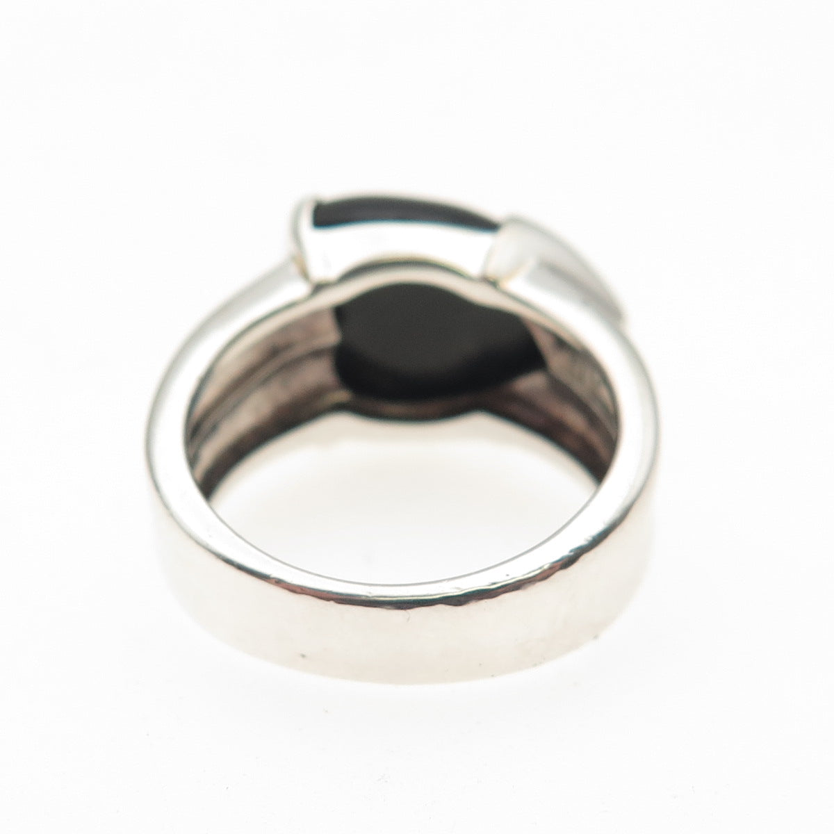 CNA PRANDA 925 Sterling Silver Vintage Real Black Onyx Modernist Ring Size 6