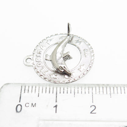 925 Sterling Silver Vintage "Florida" Dolphin Pendant