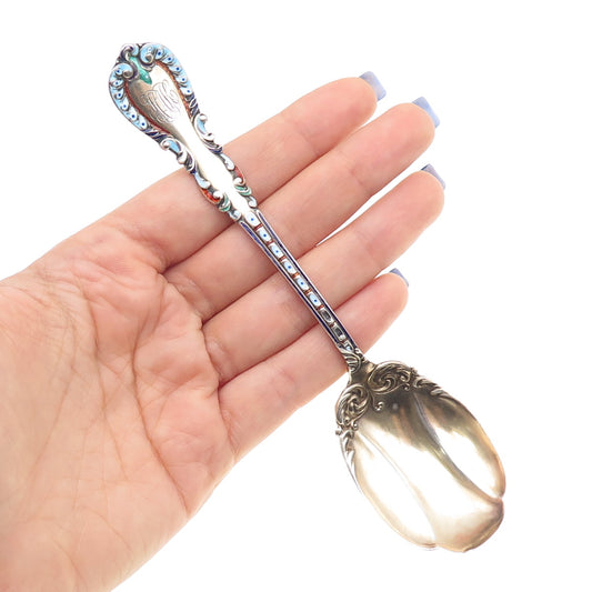 Reed & Barton 925 Sterling Silver Antique 1894 Enamel Majestic Sugar Shell Spoon