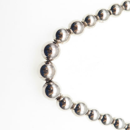 TIFFANY & CO. 925 Sterling Silver Vintage Graduated HardWear Beaded Necklace 16"