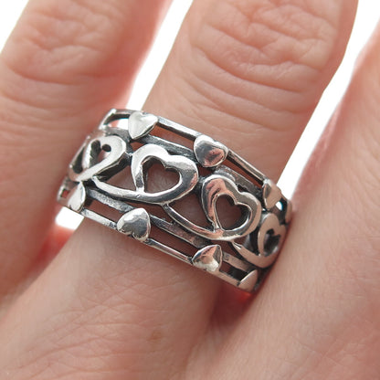CHAPAL ZENRAY 925 Sterling Silver Vintage Heart Oxidized Ring Size 9.25
