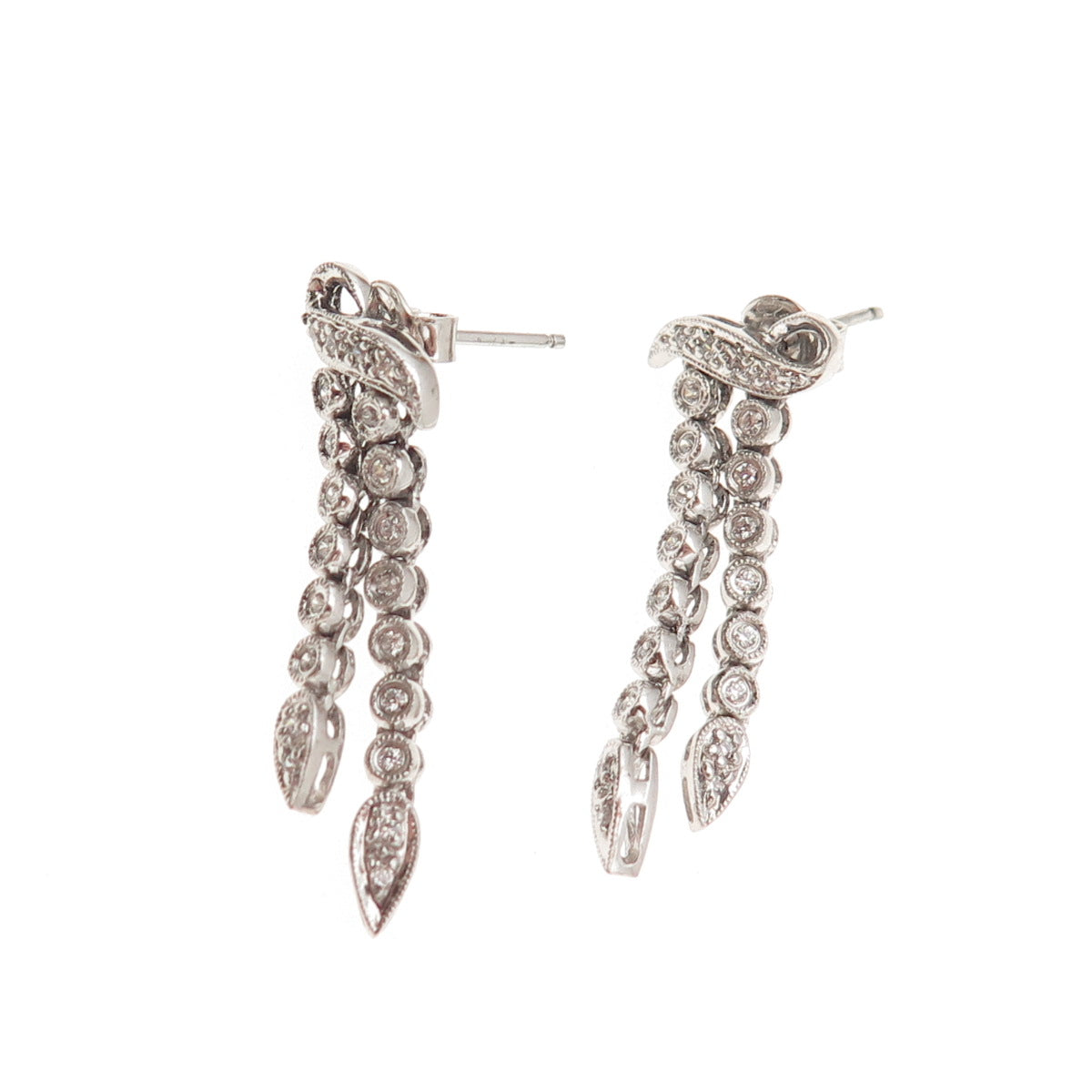 925 Sterling Silver Round-Cut C Z Dangle Earrings