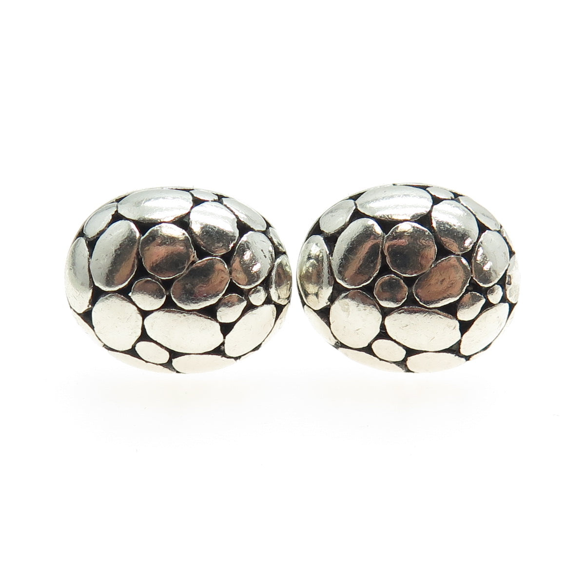 925 Sterling Silver Vintage Modernist Kali Dome Earrings